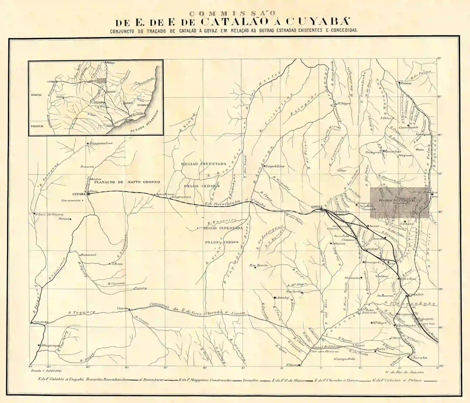 Mapa da Comissão de Estudos da Nova Capital Federal
