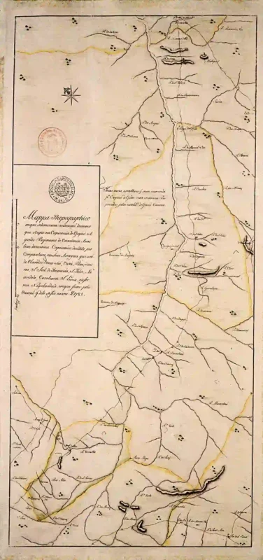 Mapa thopographico em que se demonstra a extenção de terreno que ocupa na Capitania de Goyáz segundo regimento de Cavalaria Auxiliar da mesma Capitania