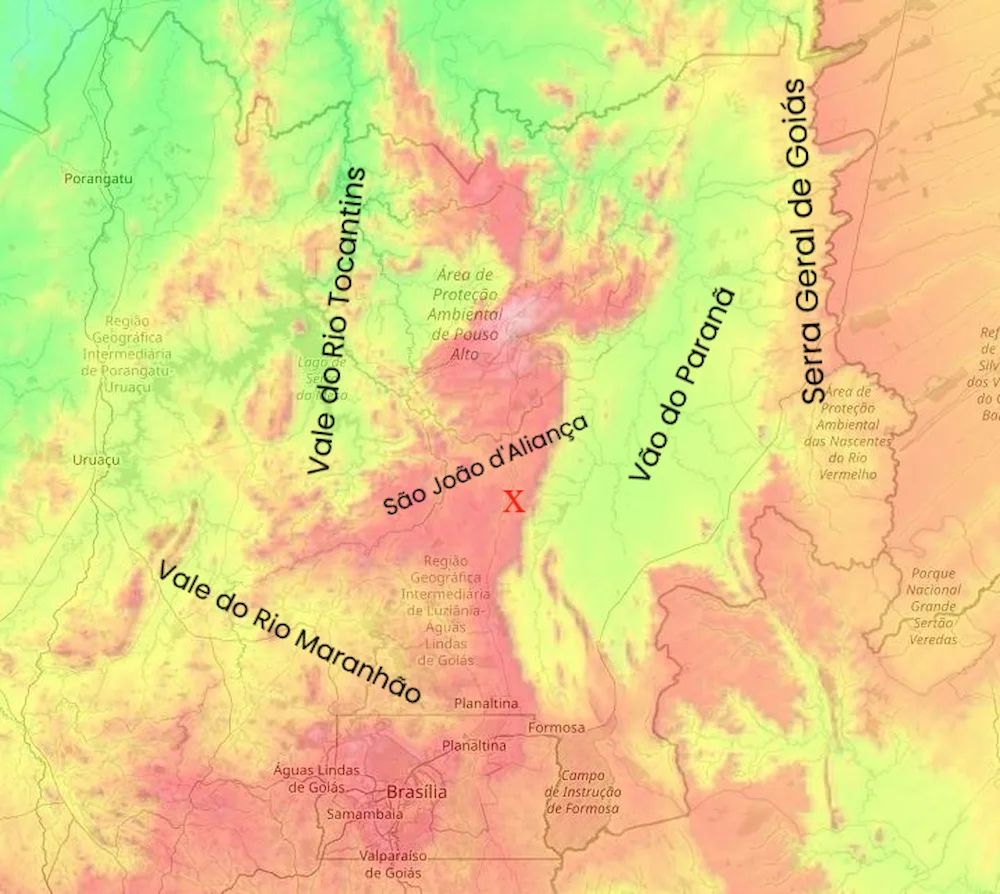 Mapa da Serra do Paranão e entorno